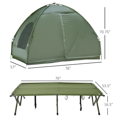 Outsunny 2 Person Camping Cot Tent with Air Mattress – Foldable Elevated Camping Bed with Rain Cover for Outdoor Camping & Hiking