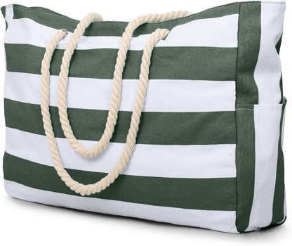 Large Waterproof Beach Tote Bag for Women – Sandproof Zip-Top Beach Bag with Spacious Storage, Pool Bag, Travel Tote, Swim Bag & Summer Vacation Essential for Beach, Camping & Outdoor Adventures