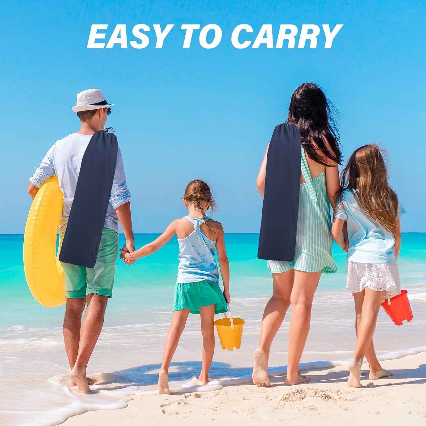 Portable Folding Beach Chair with Detachable Sun Umbrella – Lightweight Camping & Beach Chair with Cup Holder, Storage Pocket & Carry Bag for Adults