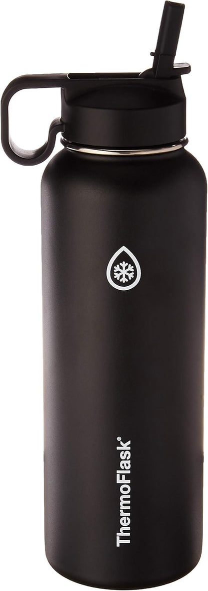 18oz Vacuum Insulated Stainless Steel Water Bottle – Double Wall Reusable Metal Bottle with Leakproof Straw & Chug Lids, Keeps Drinks Cold for 24 Hours & Hot for 12 Hours, Sports & Travel Water Bottle (White)