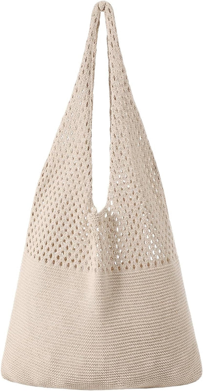 Crochet Beach Tote Bag for Women – Stylish Boho Mesh Shoulder Bag, Lightweight Summer Vacation Tote for Beach, Pool, Travel, Shopping & Everyday Use