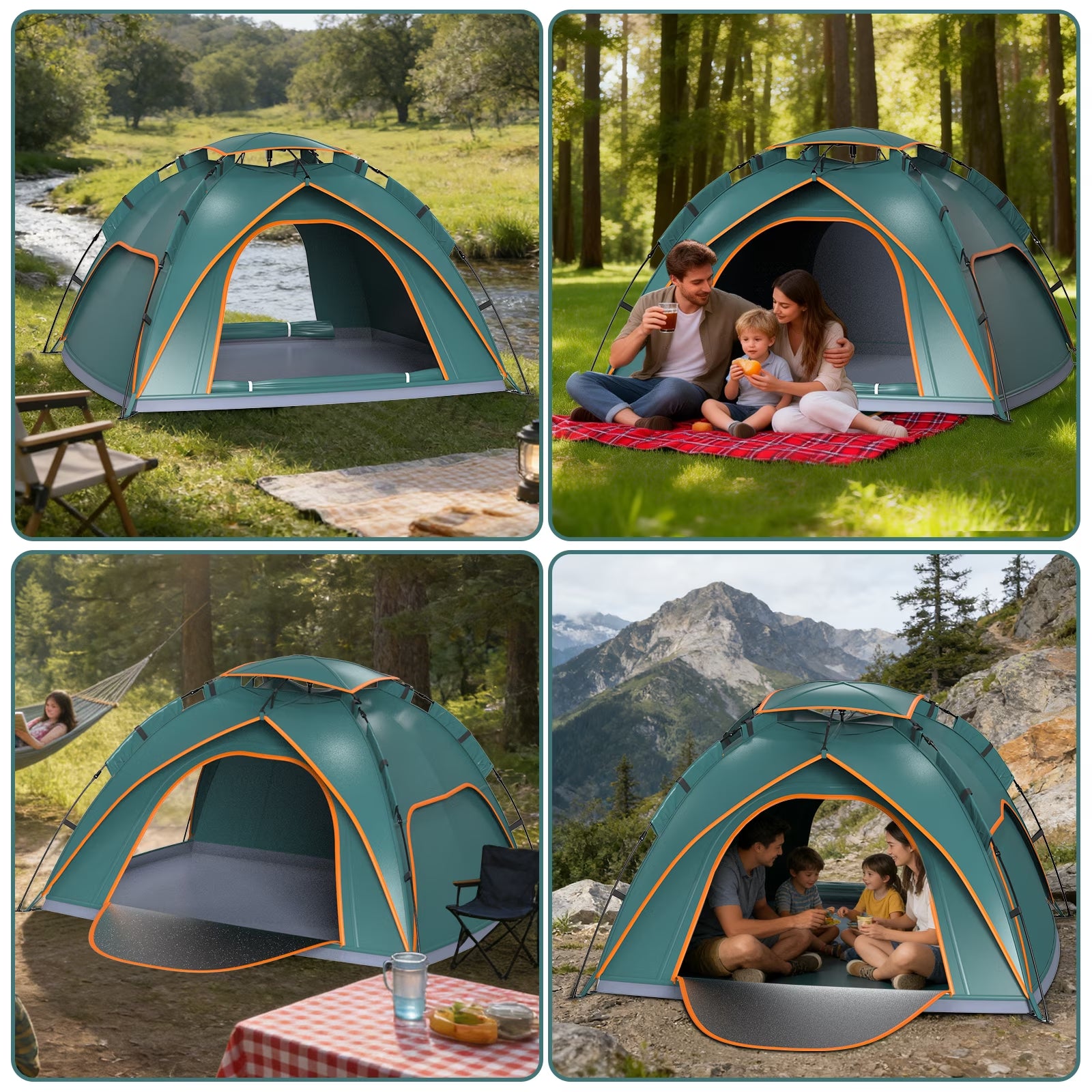 2-3 Person Instant Pop-Up Camping Tent – Waterproof Lightweight Tent for Camping, Hiking, Backpacking, Festivals & Outdoor Adventures, Quick Setup Family Tent