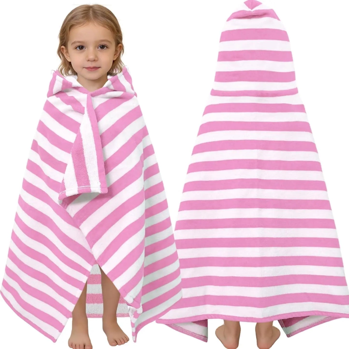 Kids Hooded Beach Towels – 100% Cotton Ultra Absorbent Bath & Pool Poncho for Boys & Girls Ages 3–8, Large Wearable Swim Wrap Gift (30”x50”)