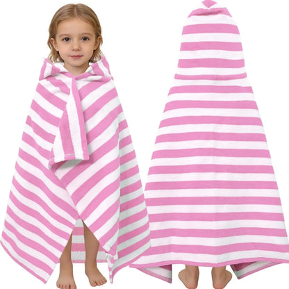 Kids Hooded Beach Towels – 100% Cotton Ultra Absorbent Bath & Pool Poncho for Boys & Girls Ages 3–8, Large Wearable Swim Wrap Gift (30”x50”)