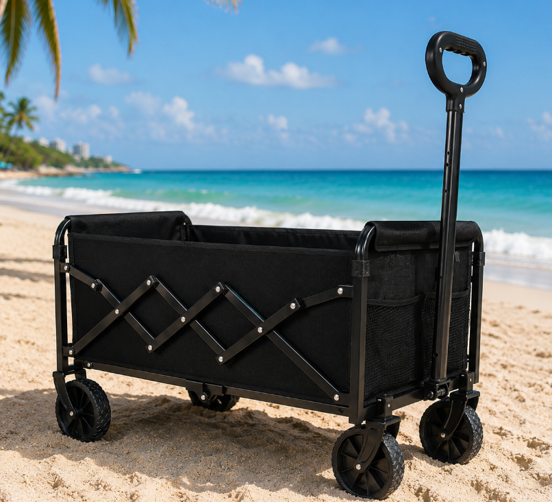 Heavy-Duty Foldable Wagon Cart with Wheels – Collapsible Utility Wagon for Beach, Camping, Groceries, Gardening, Sports & Travel, Portable Folding Wagon with 360 lb Capacity Sumatime
