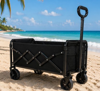 Heavy-Duty Foldable Wagon Cart with Wheels – Collapsible Utility Wagon for Beach, Camping, Groceries, Gardening, Sports & Travel, Portable Folding Wagon with 360 lb Capacity Sumatime