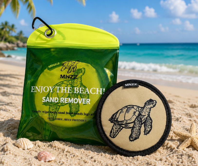 Beach Sand Remover Wipe Mitt – Talc-Free Sand Eraser Wipe Mitt for Kids & Adults, Reusable Beach Sand Removal Bag, Family Vacation Essential, Travel Accessory for Beach, Camping, Cruises & Summer Trips Sumatime