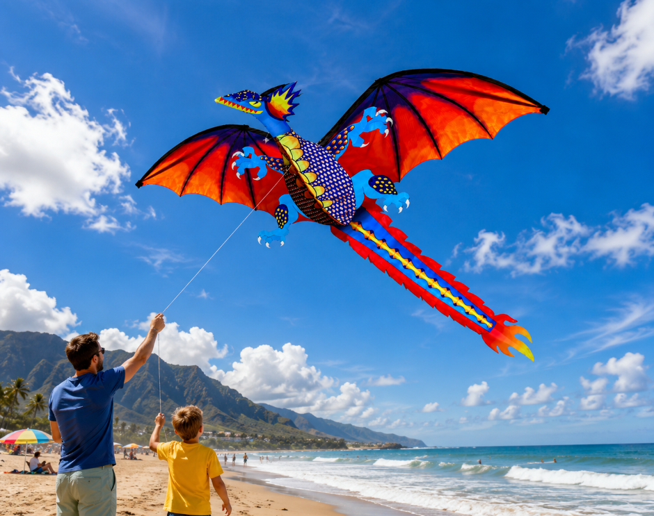 62" Giant Dragon Kite for Kids & Adults – 3D Stereoscopic Outdoor Flying Kite with Durable Polyester Fabric for Beach, Park & Sports Fun Gift Sumatime