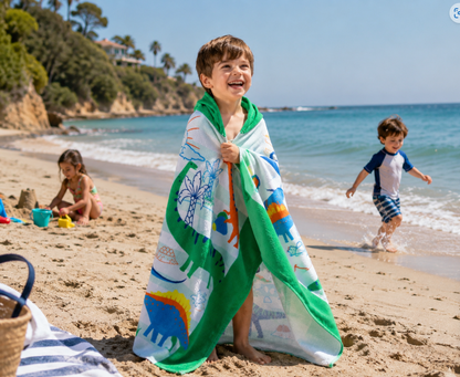 Kids Hooded Beach Towels – 100% Cotton Ultra Absorbent Bath & Pool Poncho for Boys & Girls Ages 3–8, Large Wearable Swim Wrap Gift (30”x50”) Sumatime