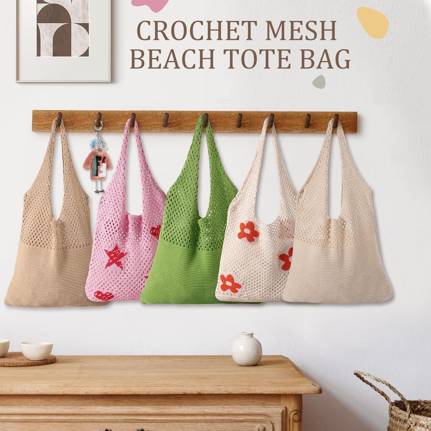 Crochet Beach Tote Bag for Women – Stylish Boho Mesh Shoulder Bag, Lightweight Summer Vacation Tote for Beach, Pool, Travel, Shopping & Everyday Use