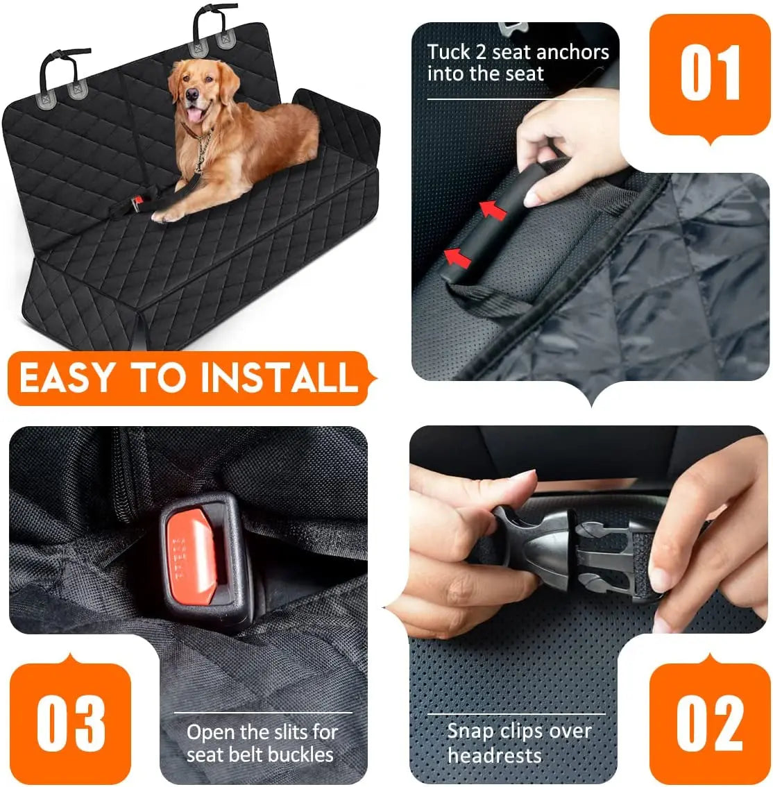 Waterproof Dog Car Seat Cover – Non-Slip Back Seat Protector for Cars, Trucks & SUVs with Armrest Access
