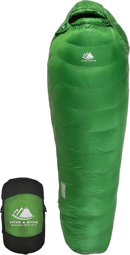 Katahdin 15°F Ultralight Down Sleeping Bag – 4 Season Water-Resistant Mummy Sleeping Bag with 625 Fill Power Insulation for Backpacking, Hiking, Camping & Cold Weather Adventures