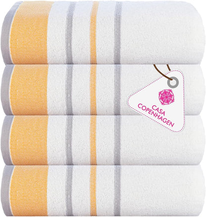4-Piece Oversized Cabana Beach Towel Set – 100% Cotton Soft Absorbent Pool & Beach Towels, 30" x 60" Designer Stripe Summer Gift Set for Women & Men 
