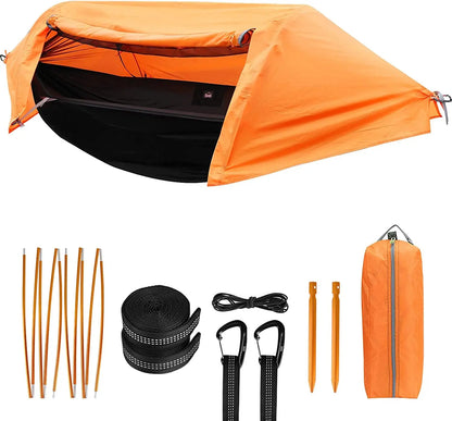 Camping Hammock with Mosquito Net & Rainfly – Lightweight Waterproof Hammock for Hiking, Backpacking & Travel