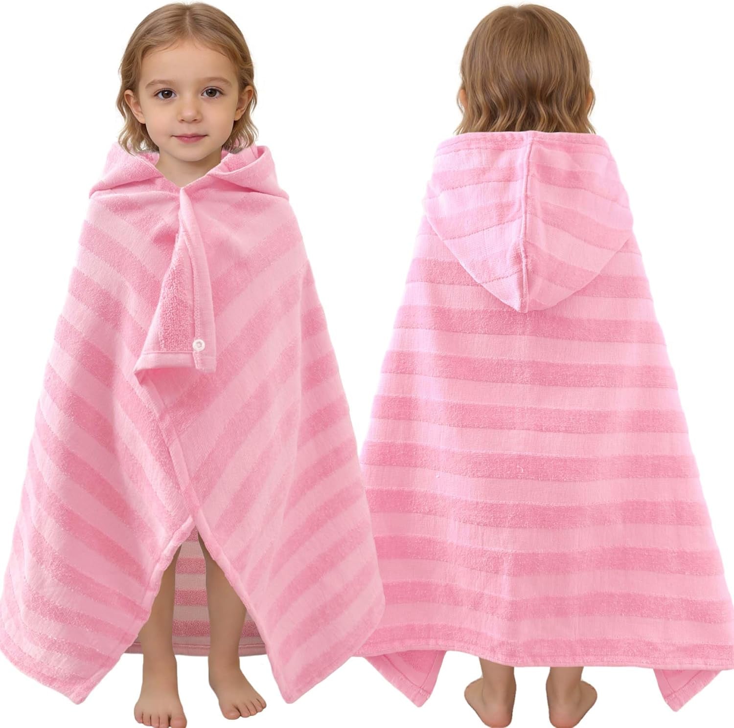 Kids Hooded Beach Towels – 100% Cotton Ultra Absorbent Bath & Pool Poncho for Boys & Girls Ages 3–8, Large Wearable Swim Wrap Gift (30”x50”)