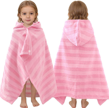 Kids Hooded Beach Towels – 100% Cotton Ultra Absorbent Bath & Pool Poncho for Boys & Girls Ages 3–8, Large Wearable Swim Wrap Gift (30”x50”)