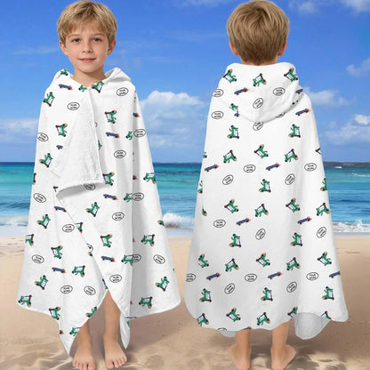 Kids Hooded Beach Towels – 100% Cotton Ultra Absorbent Bath & Pool Poncho for Boys & Girls Ages 3–8, Large Wearable Swim Wrap Gift (30”x50”)