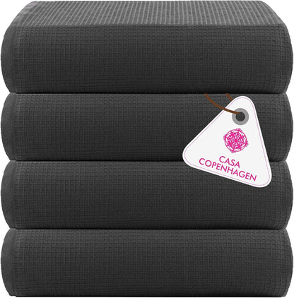 4-Piece Oversized Cabana Beach Towel Set – 100% Cotton Soft Absorbent Pool & Beach Towels, 30" x 60" Designer Stripe Summer Gift Set for Women & Men 