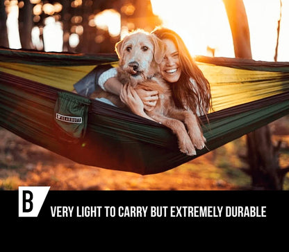 Bear Butt Double Camping Hammock – Lightweight Portable 2 Person Hammock for Camping, Hiking, Backpacking & Travel
