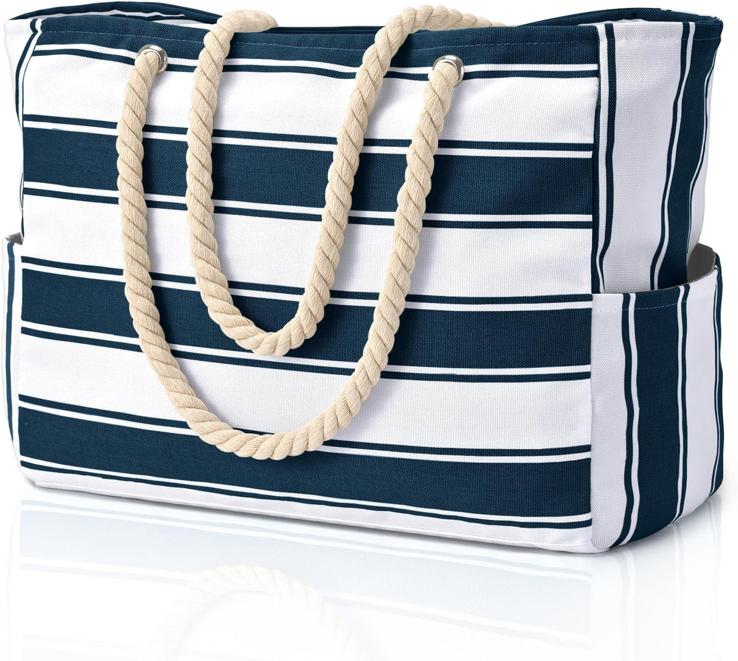 Large Waterproof Beach Tote Bag for Women – Sandproof Zip-Top Beach Bag with Spacious Storage, Pool Bag, Travel Tote, Swim Bag & Summer Vacation Essential for Beach, Camping & Outdoor Adventures