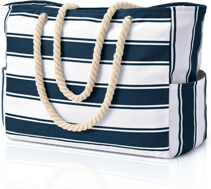 Large Waterproof Beach Tote Bag for Women – Sandproof Zip-Top Beach Bag with Spacious Storage, Pool Bag, Travel Tote, Swim Bag & Summer Vacation Essential for Beach, Camping & Outdoor Adventures