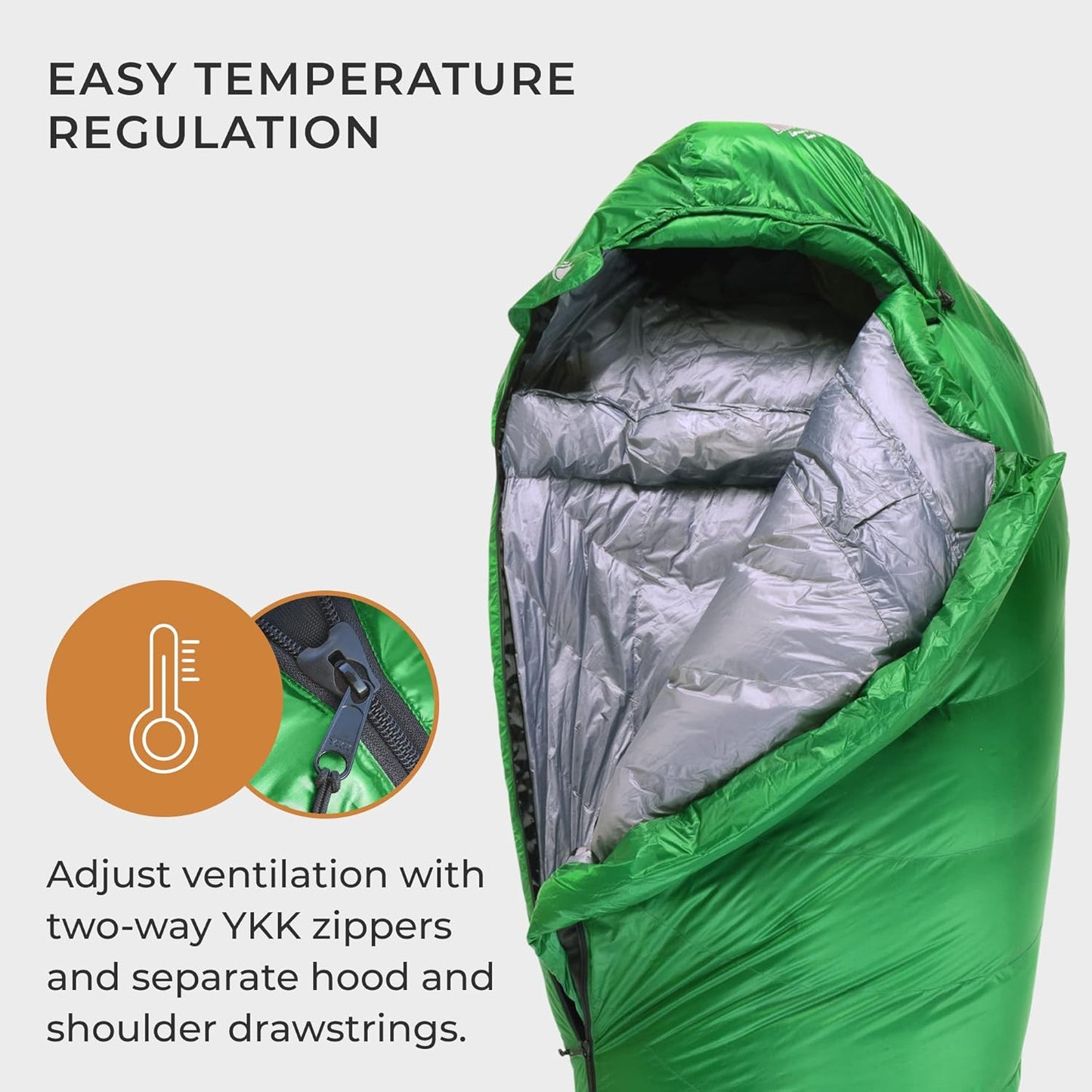 Katahdin 15°F Ultralight Down Sleeping Bag – 4 Season Water-Resistant Mummy Sleeping Bag with 625 Fill Power Insulation for Backpacking, Hiking, Camping & Cold Weather Adventures