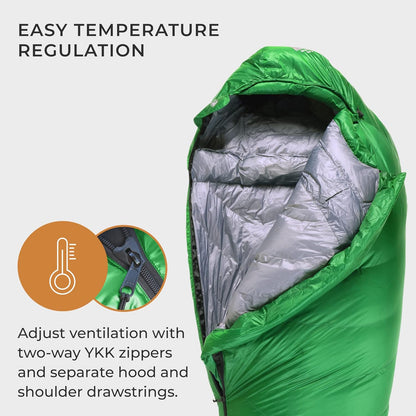 Katahdin 15°F Ultralight Down Sleeping Bag – 4 Season Water-Resistant Mummy Sleeping Bag with 625 Fill Power Insulation for Backpacking, Hiking, Camping & Cold Weather Adventures