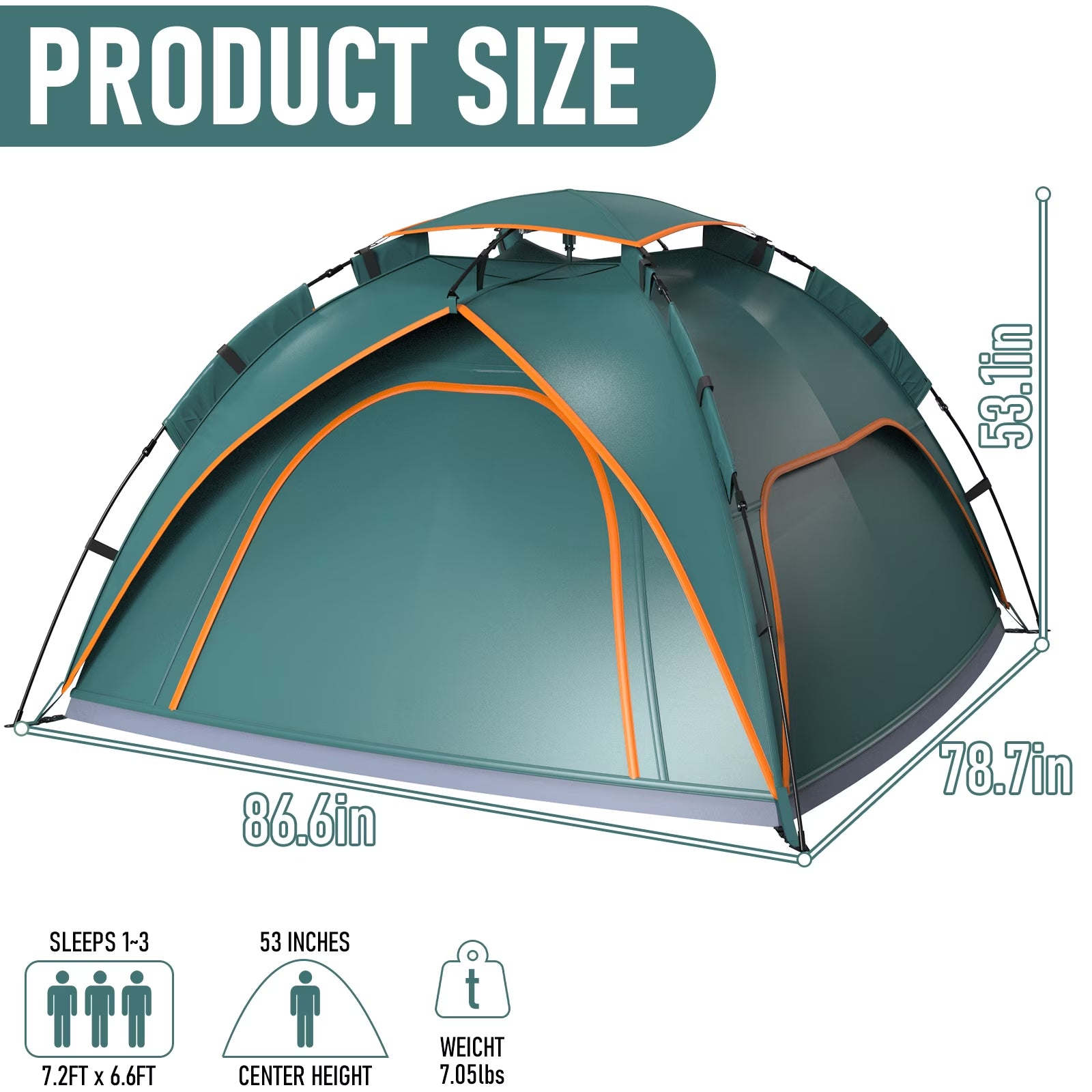2-3 Person Instant Pop-Up Camping Tent – Waterproof Lightweight Tent for Camping, Hiking, Backpacking, Festivals & Outdoor Adventures, Quick Setup Family Tent