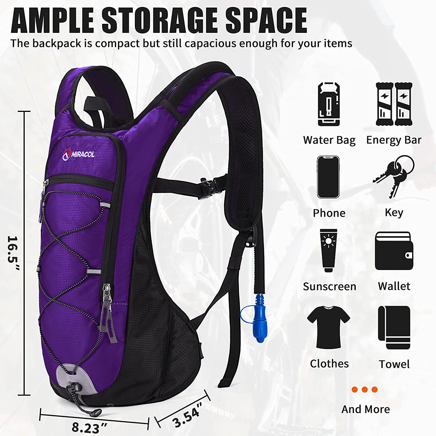Hydration Pack Backpack with 2L Water Bladder – Lightweight Hydration Backpack for Running, Hiking, Cycling, Biking, Festivals, Raves, Camping & Outdoor Adventures, Leakproof Hydration System for Men & Women