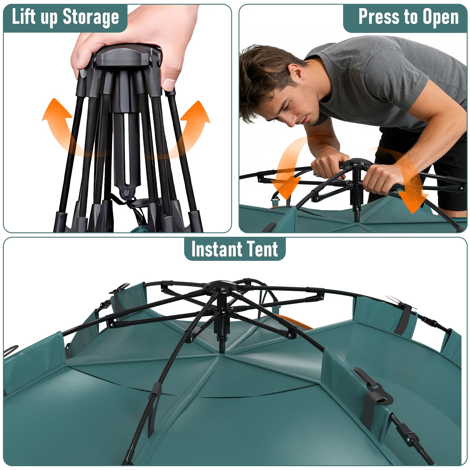 2-3 Person Instant Pop-Up Camping Tent – Waterproof Lightweight Tent for Camping, Hiking, Backpacking, Festivals & Outdoor Adventures, Quick Setup Family Tent