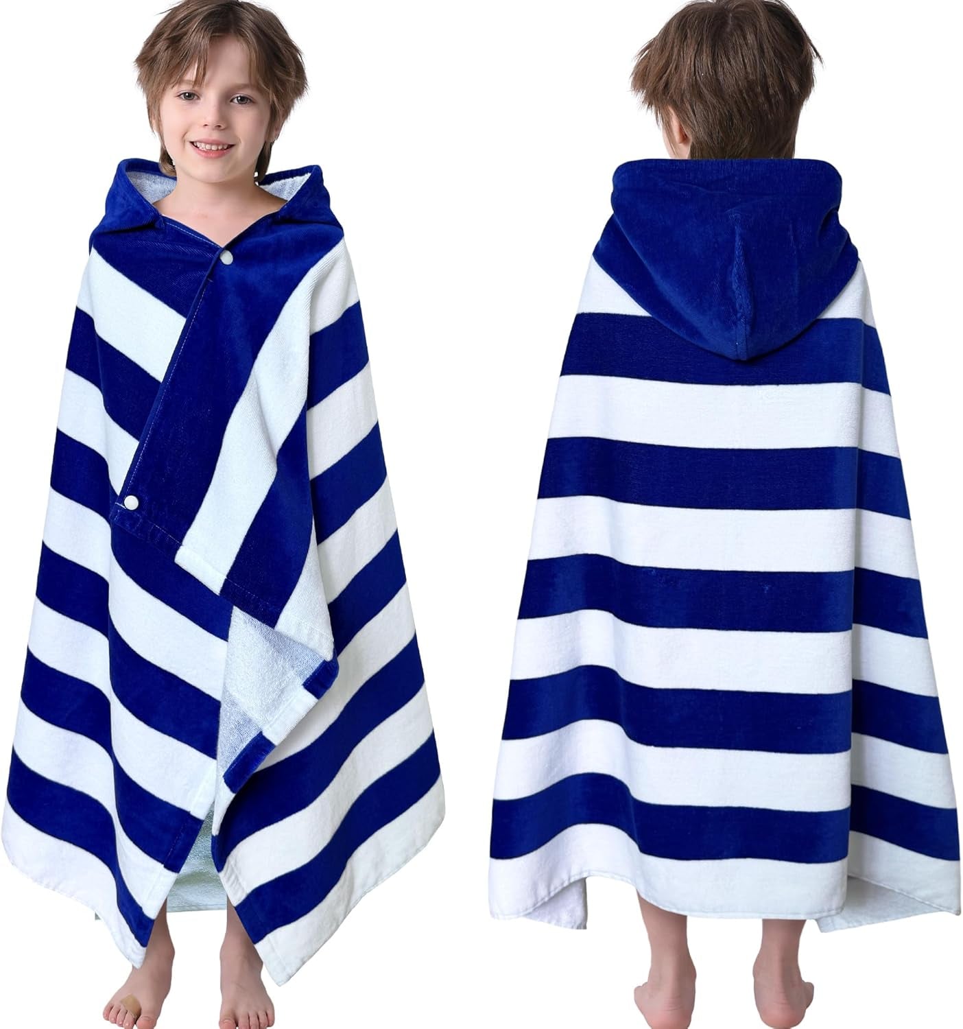Kids Hooded Beach Towels – 100% Cotton Ultra Absorbent Bath & Pool Poncho for Boys & Girls Ages 3–8, Large Wearable Swim Wrap Gift (30”x50”)