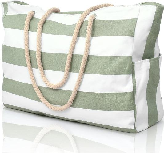 Large Waterproof Beach Tote Bag for Women – Sandproof Zip-Top Beach Bag with Spacious Storage, Pool Bag, Travel Tote, Swim Bag & Summer Vacation Essential for Beach, Camping & Outdoor Adventures