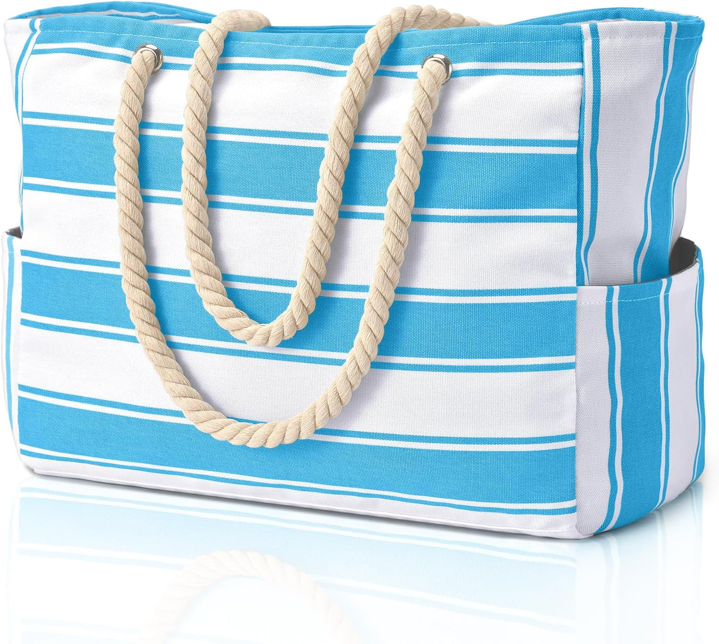 Large Waterproof Beach Tote Bag for Women – Sandproof Zip-Top Beach Bag with Spacious Storage, Pool Bag, Travel Tote, Swim Bag & Summer Vacation Essential for Beach, Camping & Outdoor Adventures