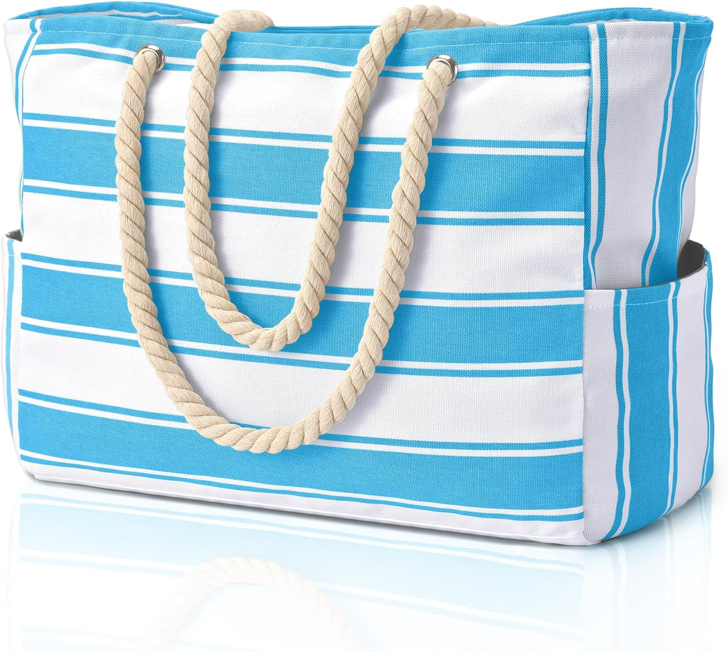 Large Waterproof Beach Tote Bag for Women – Sandproof Zip-Top Beach Bag with Spacious Storage, Pool Bag, Travel Tote, Swim Bag & Summer Vacation Essential for Beach, Camping & Outdoor Adventures
