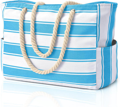Large Waterproof Beach Tote Bag for Women – Sandproof Zip-Top Beach Bag with Spacious Storage, Pool Bag, Travel Tote, Swim Bag & Summer Vacation Essential for Beach, Camping & Outdoor Adventures