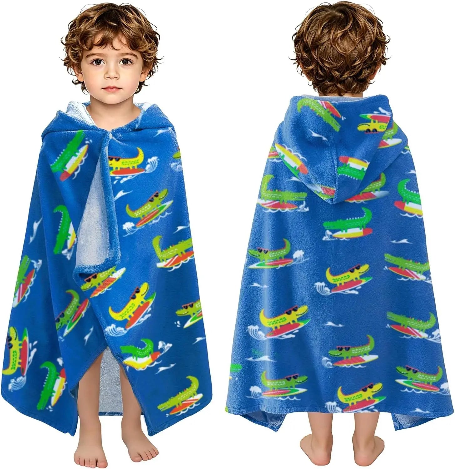 Kids Hooded Beach Towels – 100% Cotton Ultra Absorbent Bath & Pool Poncho for Boys & Girls Ages 3–8, Large Wearable Swim Wrap Gift (30”x50”)