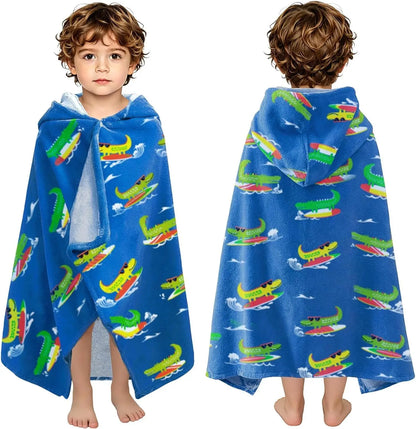 Kids Hooded Beach Towels – 100% Cotton Ultra Absorbent Bath & Pool Poncho for Boys & Girls Ages 3–8, Large Wearable Swim Wrap Gift (30”x50”)