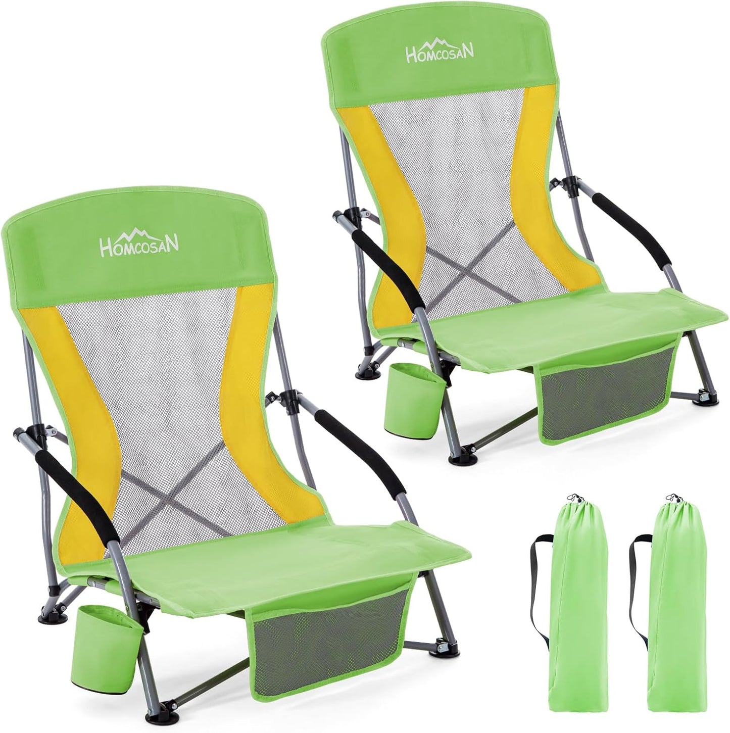Portable Folding Beach Chair with Detachable Sun Umbrella – Lightweight Camping & Beach Chair with Cup Holder, Storage Pocket & Carry Bag for Adults