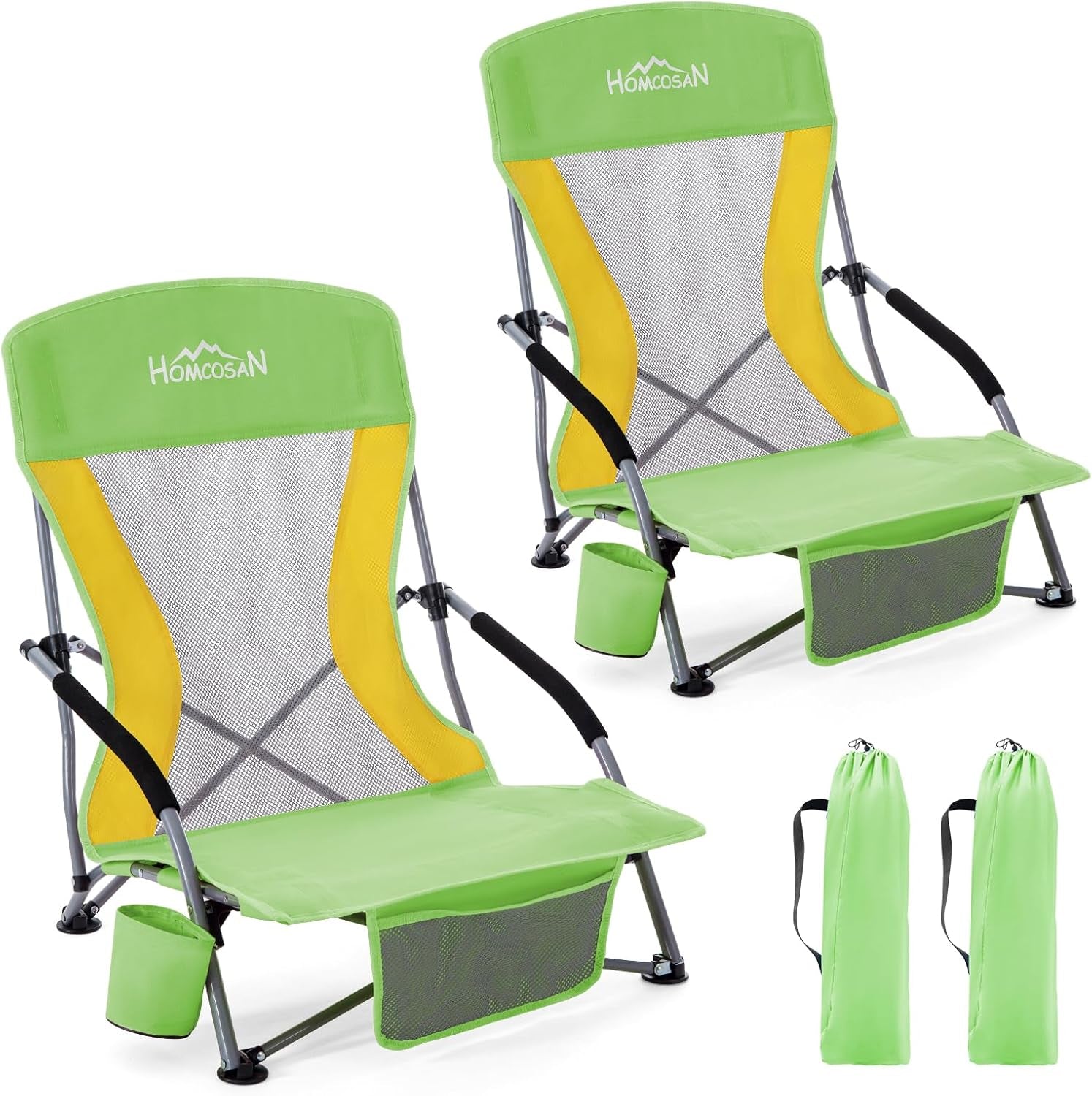 Portable Folding Beach Chair with Detachable Sun Umbrella – Lightweight Camping & Beach Chair with Cup Holder, Storage Pocket & Carry Bag for Adults