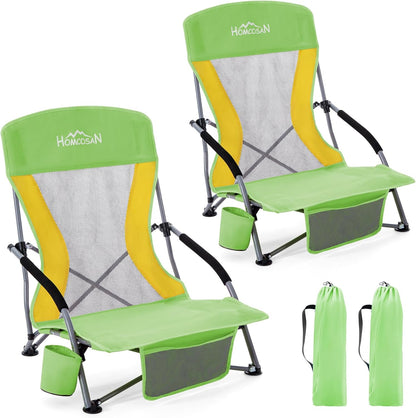 Portable Folding Beach Chair with Detachable Sun Umbrella – Lightweight Camping & Beach Chair with Cup Holder, Storage Pocket & Carry Bag for Adults