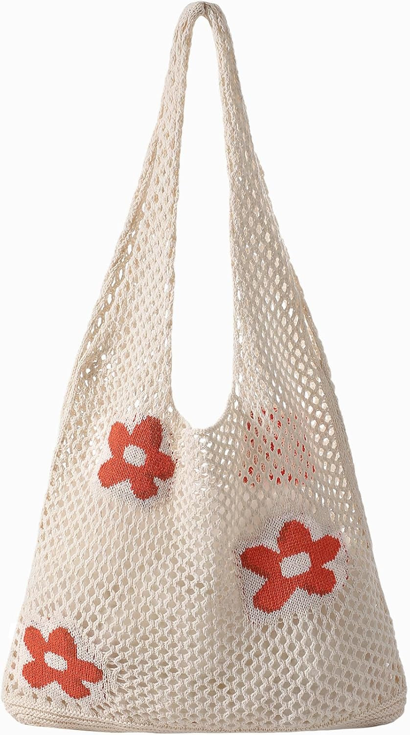 Crochet Beach Tote Bag for Women – Stylish Boho Mesh Shoulder Bag, Lightweight Summer Vacation Tote for Beach, Pool, Travel, Shopping & Everyday Use