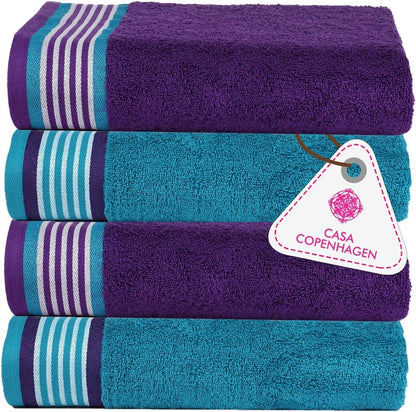 4-Piece Oversized Cabana Beach Towel Set – 100% Cotton Soft Absorbent Pool & Beach Towels, 30" x 60" Designer Stripe Summer Gift Set for Women & Men 