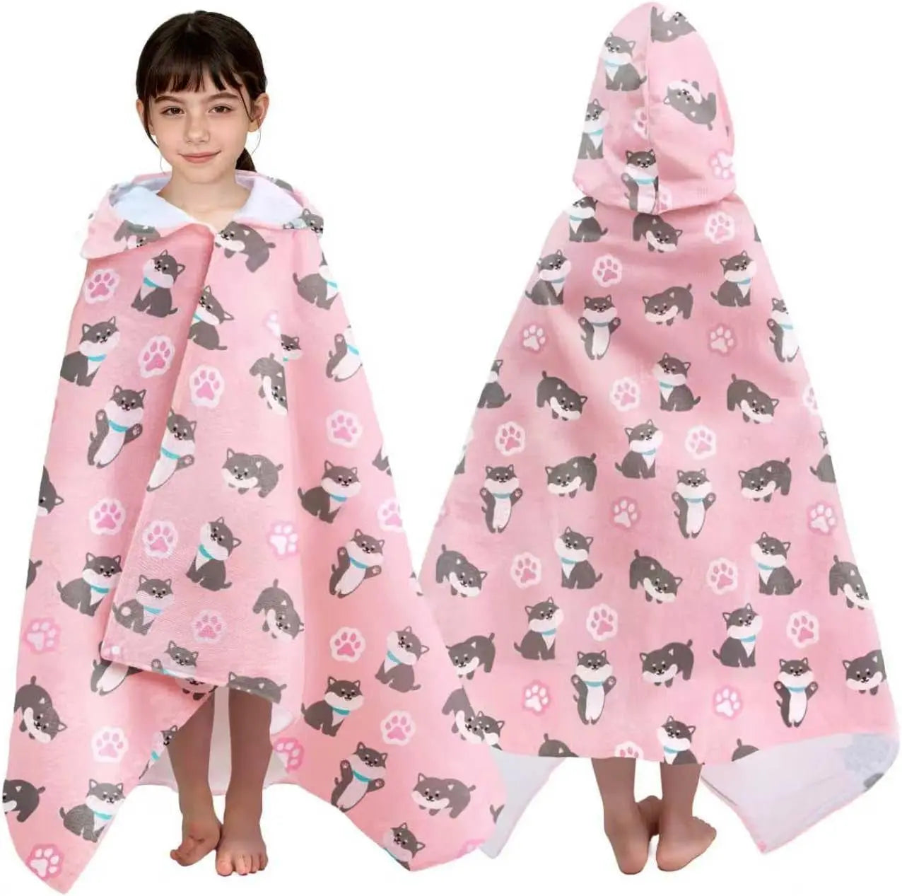 Kids Hooded Beach Towels – 100% Cotton Ultra Absorbent Bath & Pool Poncho for Boys & Girls Ages 3–8, Large Wearable Swim Wrap Gift (30”x50”)