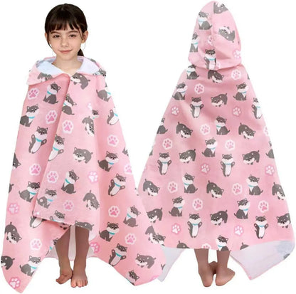 Kids Hooded Beach Towels – 100% Cotton Ultra Absorbent Bath & Pool Poncho for Boys & Girls Ages 3–8, Large Wearable Swim Wrap Gift (30”x50”)