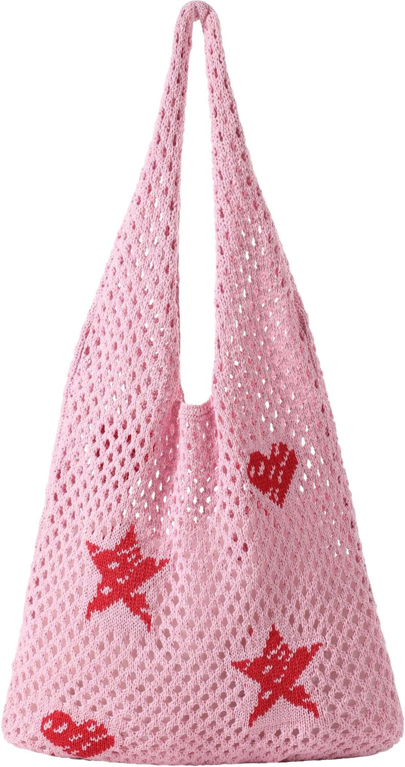 Crochet Beach Tote Bag for Women – Stylish Boho Mesh Shoulder Bag, Lightweight Summer Vacation Tote for Beach, Pool, Travel, Shopping & Everyday Use